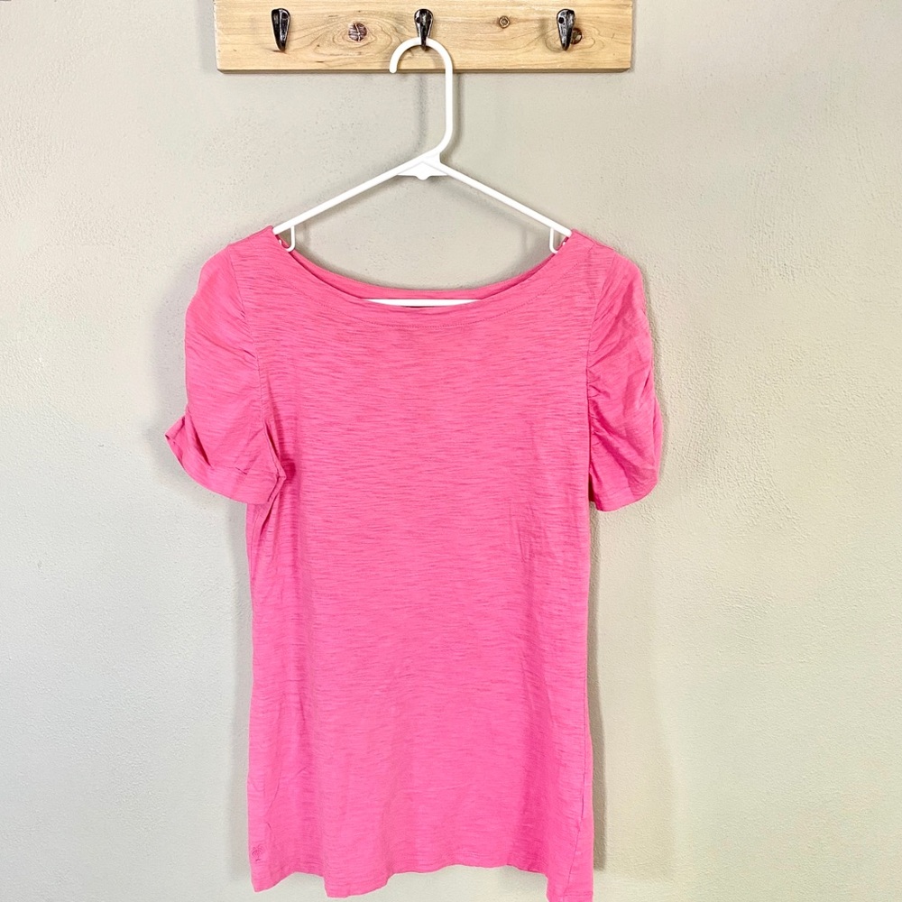 Lilly Pulitzer Bright Pink Puff Sleeve T Shirt Med